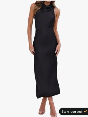 Sleeveless Black Cowl Neck Maxi Dress